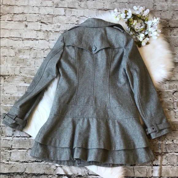 Guess peplum pea coat gray used like new size S - Picture 3 of 8